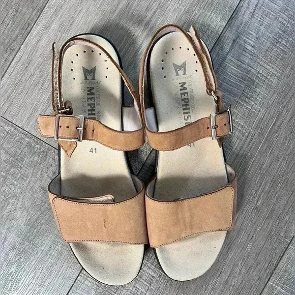 Mephisto Mobils Adjustable Leather Open Toe Shoes Sandals - Picture 3 of 5